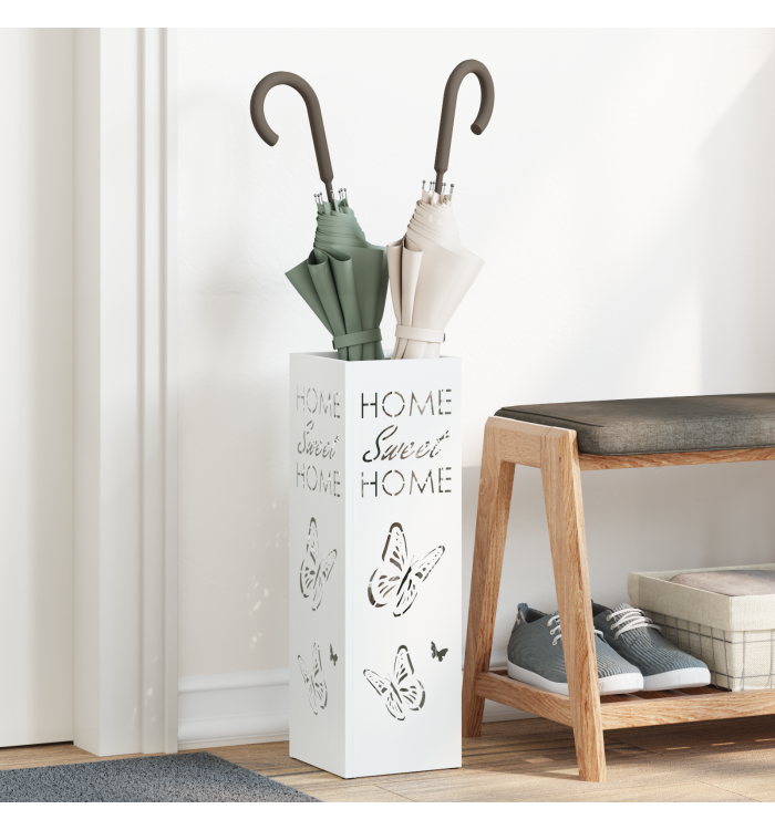 Porte-parapluies Blanc Métal Standard Durable Porte-parapluies | Mobilier & Déco