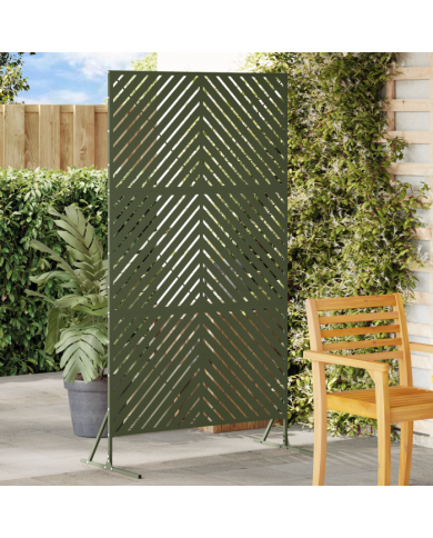 Panneau de clôture en métal Vert olive Métal Grand Motif | Mobilier & Déco