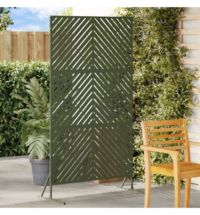 Panneau de clôture en métal Vert olive Métal Grand Motif | Mobilier & Déco