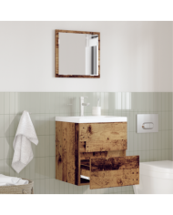 Meuble de rangement salle de bain Bois usé MDF avec placage en bois | Mobilier & Déco