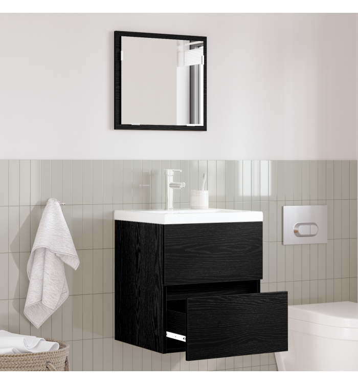 Armoire de Rangement pour Salle de Bain - Chêne Noir Bois d'Ingénierie | Mobilier & Déco