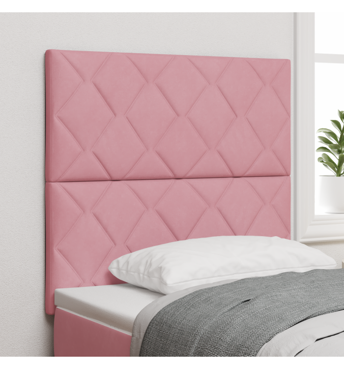 Tête de Lit Rose avec Blocs de Diamants 90 cm Velours | Mobilier & Déco