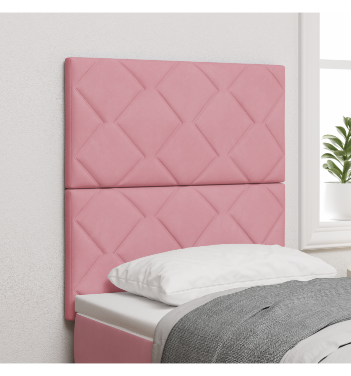 Tête de lit en velours rose avec blocs de diamant - 80 cm, Tête de lit en velours rose avec blocs de diamant - 160 cm | Mobili