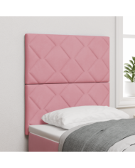 Tête de lit en velours rose avec blocs de diamant - 80 cm, Tête de lit en velours rose avec blocs de diamant - 160 cm | Mobili