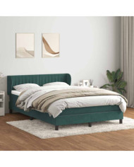 Sommier à lattes de lit et matelas vert foncé 140x220cm velours | Mobilier & Déco