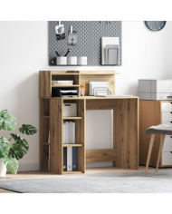 Bureau chêne artisanal 90x48x101,5 cm en bois d'ingénierie | Mobilier & Déco