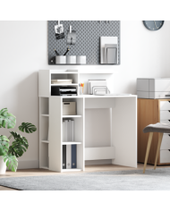 Bureau Blanc 90x48x101.5 cm en Bois d'Ingénierie | Mobilier & Déco