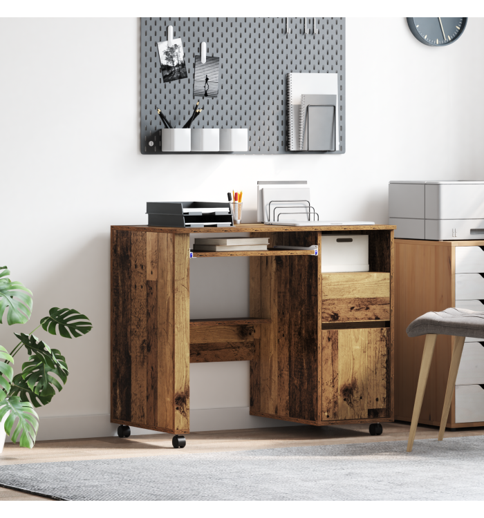Bureau marron Bois ancien Panneau de particules, Métal Standard | Mobilier & Déco
