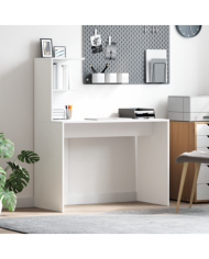 Bureau d'écriture Blanc MDF Compact Étagères Décoratives | Mobilier & Déco