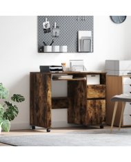 Bureau d'ordi marron Chêne fumé Bois d'ingénierie Compact Tiroirs | Mobilier & Déco