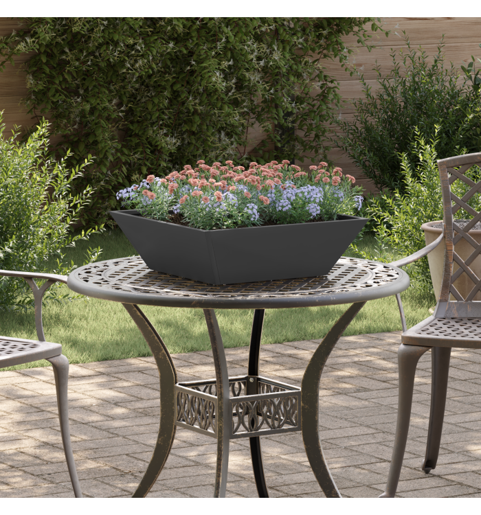 Set de Jardinières en Plastique Noir 50 x 50 x 15 cm | Mobilier & Déco