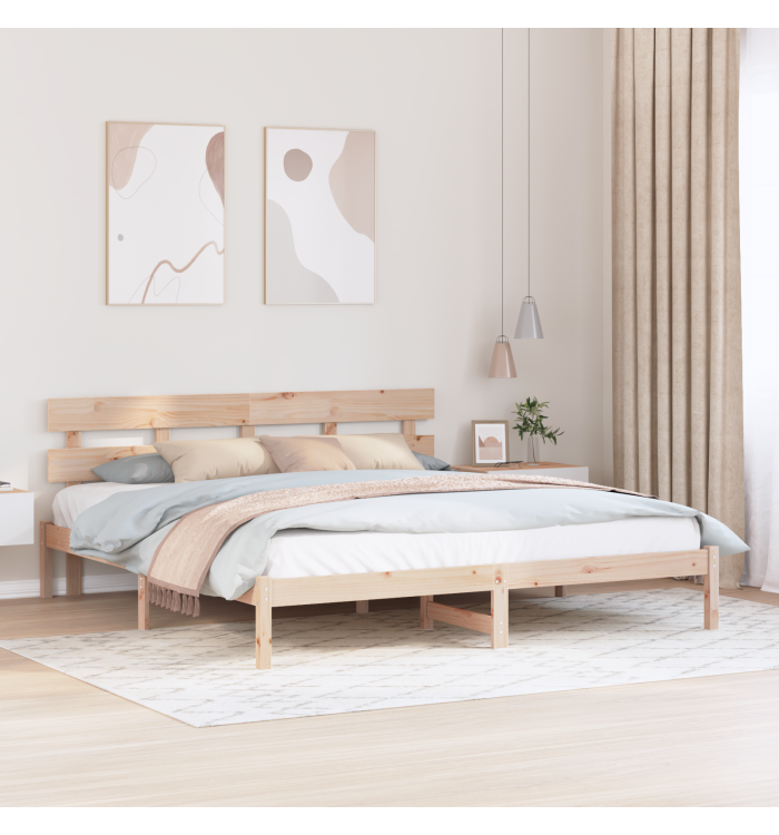 Cadre de lit en bois de pin Bois naturel Bois de pin massif | Mobilier & Déco