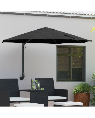 Parasol mural de jardin avec LEDs Noir 248 cm | Mobilier & Déco