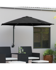Parasol mural de jardin avec LEDs Noir 248 cm | Mobilier & Déco