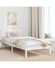 Cadre de lit avec tête de lit blanche 80x200 cm en bois de pin massif | Mobilier & Déco