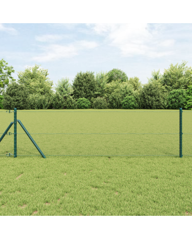 Clôture hexagonale Verte 0.6x50 m en acier, Poteaux de clôture 13 pcs Verts Ø32 mm 100 cm en acier galvanisé | Mobilier & Déco