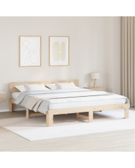 Cadre de lit avec tête de lit 180x200 cm en bois de pin massif | Mobilier & Déco