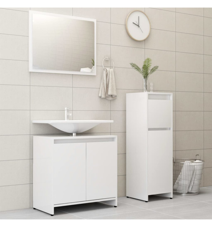 Ensemble de meubles de bain 3 pcs Blanc Bois d'ingénierie | Mobilier & Déco