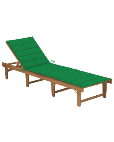 Chaise longue pliable avec coussin Bois d'acacia solide | Mobilier & Déco