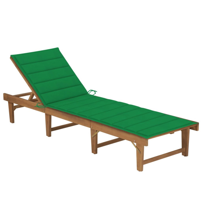 Chaise longue pliable avec coussin Bois d'acacia solide | Mobilier & Déco