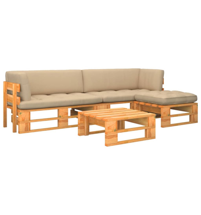 Salon de jardin palette 4 pcs Pin imprégné de marron miel | Mobilier & Déco