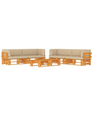 Salon de jardin palette 6 pcs Pin imprégné de marron miel | Mobilier & Déco