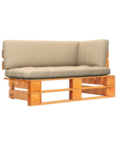 Canapé d'angle palette de jardin marron miel bois pin imprégné | Mobilier & Déco