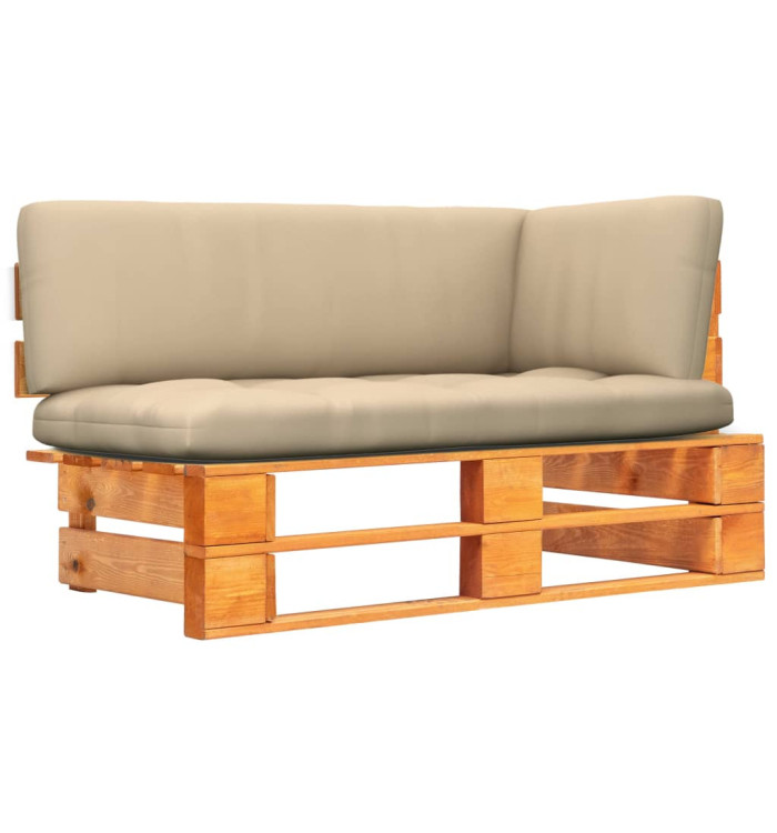 Canapé d'angle palette de jardin marron miel bois pin imprégné | Mobilier & Déco