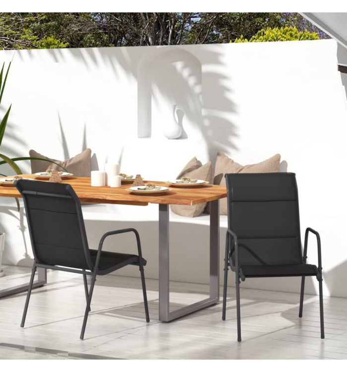 Chaises de jardin lot de 2 Acier et textilène Noir | Mobilier & Déco