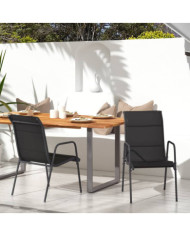 Chaises de jardin lot de 2 Acier et textilène Noir | Mobilier & Déco