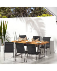 Chaises de jardin lot de 6 Acier et textilène Noir | Mobilier & Déco
