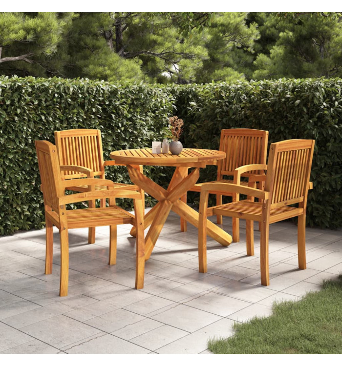 Ensemble à manger de jardin 5 pcs Bois de teck massif | Mobilier & Déco