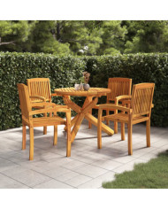 Ensemble à manger de jardin 5 pcs Bois de teck massif | Mobilier & Déco