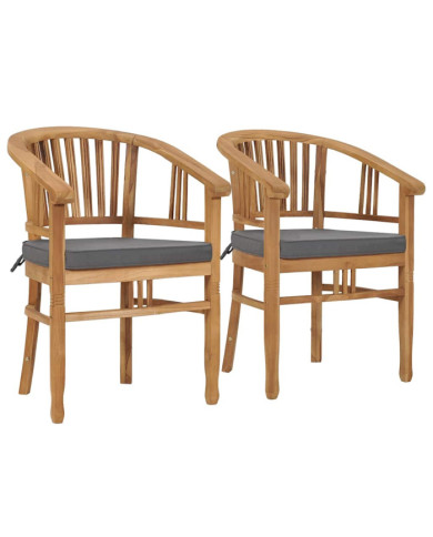 Chaises de jardin avec coussins lot de 2 Bois de teck solide | Mobilier & Déco