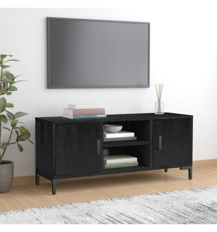 Meuble TV Noir 110x35x48 cm Bois de pin massif | Mobilier & Déco