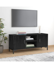Meuble TV Noir 110x35x48 cm Bois de pin massif | Mobilier & Déco