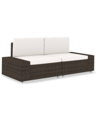 Canapé sectionnel 2 places Résine tressée Marron | Mobilier & Déco