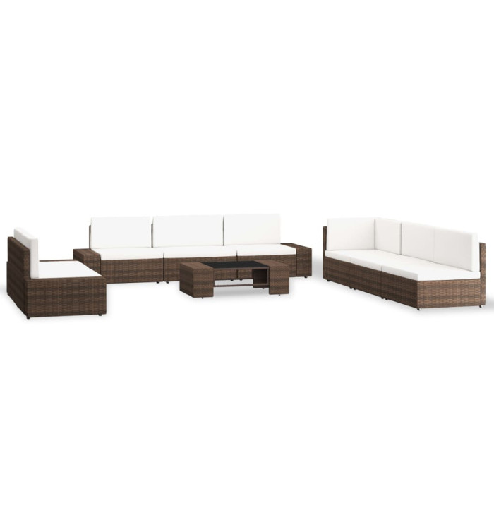 Salon de jardin 9 pcs Résine tressée Marron | Mobilier & Déco
