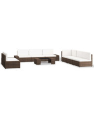 Salon de jardin 9 pcs Résine tressée Marron | Mobilier & Déco