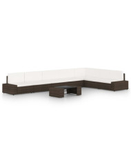 Salon de jardin 8 pcs avec coussins Marron Résine tressée | Mobilier & Déco