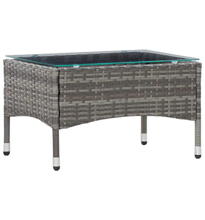 Table basse Gris 60x40x36 cm Résine tressée | Mobilier & Déco