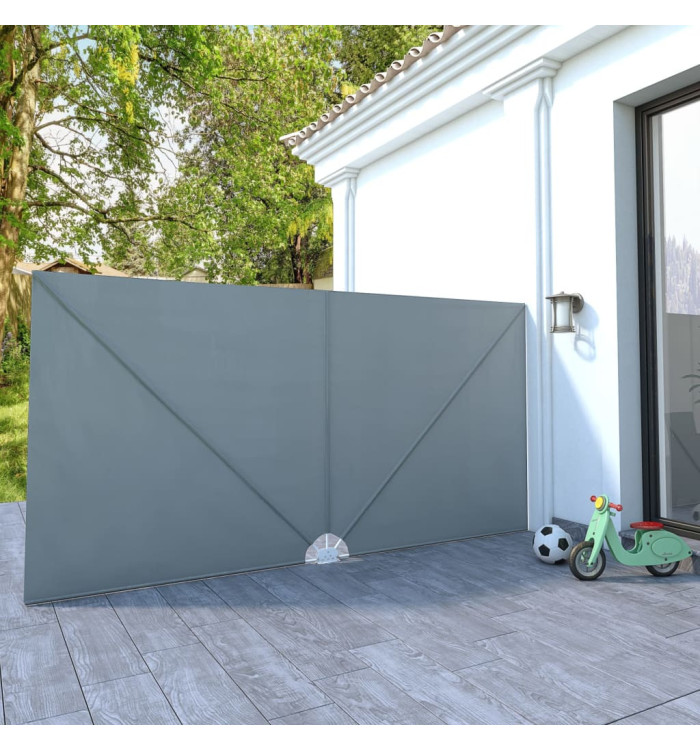 Auvent latéral pliable de terrasse Gris 400 x 200 cm | Mobilier & Déco
