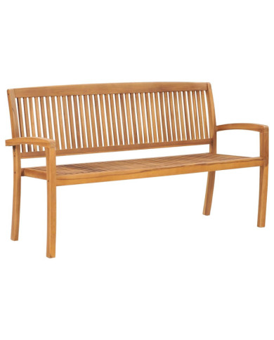 Banc 3 places empilable de jardin 159 cm Bois de teck solide | Mobilier & Déco