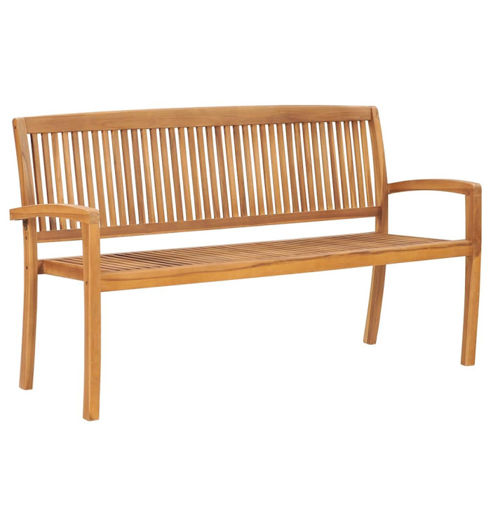 Banc 3 places empilable de jardin 159 cm Bois de teck solide | Mobilier & Déco