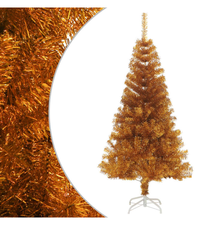 Sapin de Noël artificiel avec support Doré 120 cm PET | Mobilier & Déco