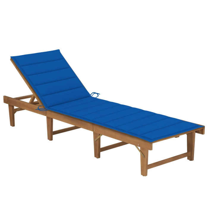 Chaise longue pliable avec coussin Bois d'acacia solide | Mobilier & Déco