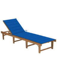 Chaise longue pliable avec coussin Bois d'acacia solide | Mobilier & Déco