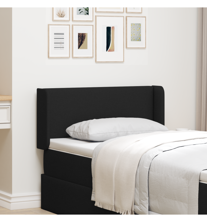 Tête de lit noire Noir Bois et tissu Standard Durable | Mobilier & Déco