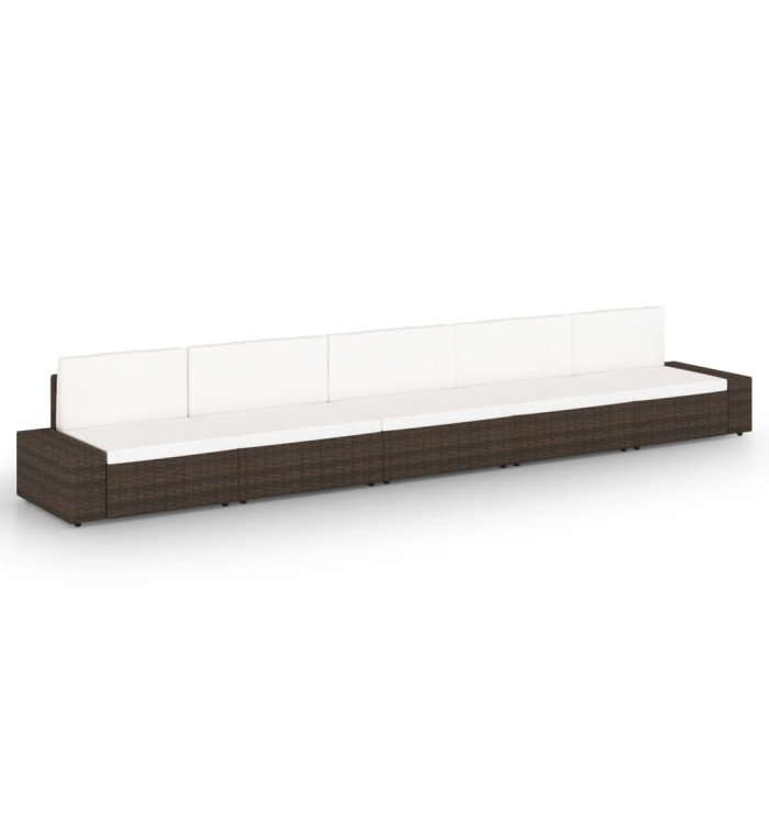 Salon de jardin 5 pcs avec coussins Marron Résine tressée | Mobilier & Déco
