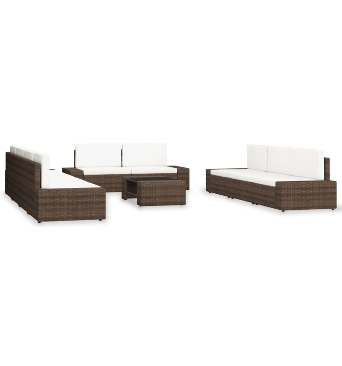 Salon de jardin 10 pcs Résine tressée Marron | Mobilier & Déco